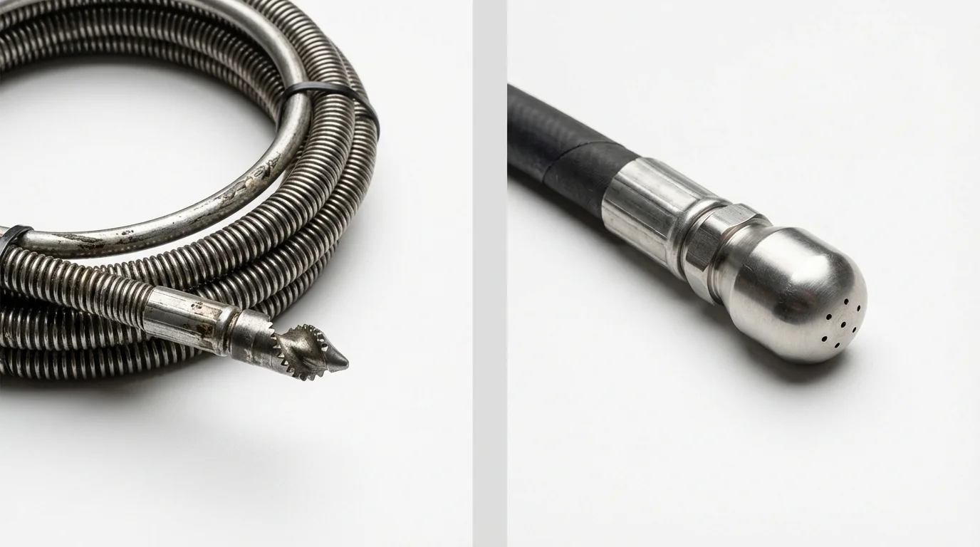 Drain snake cable and hydro jetting nozzle used for drain cleaning in Odenville, AL