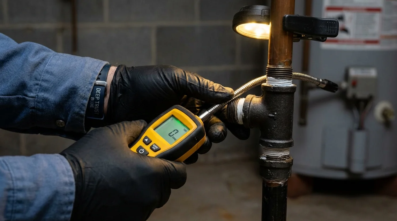 Gas leak detection with electronic sniffer by Johns Plumbing LLC in Odenville